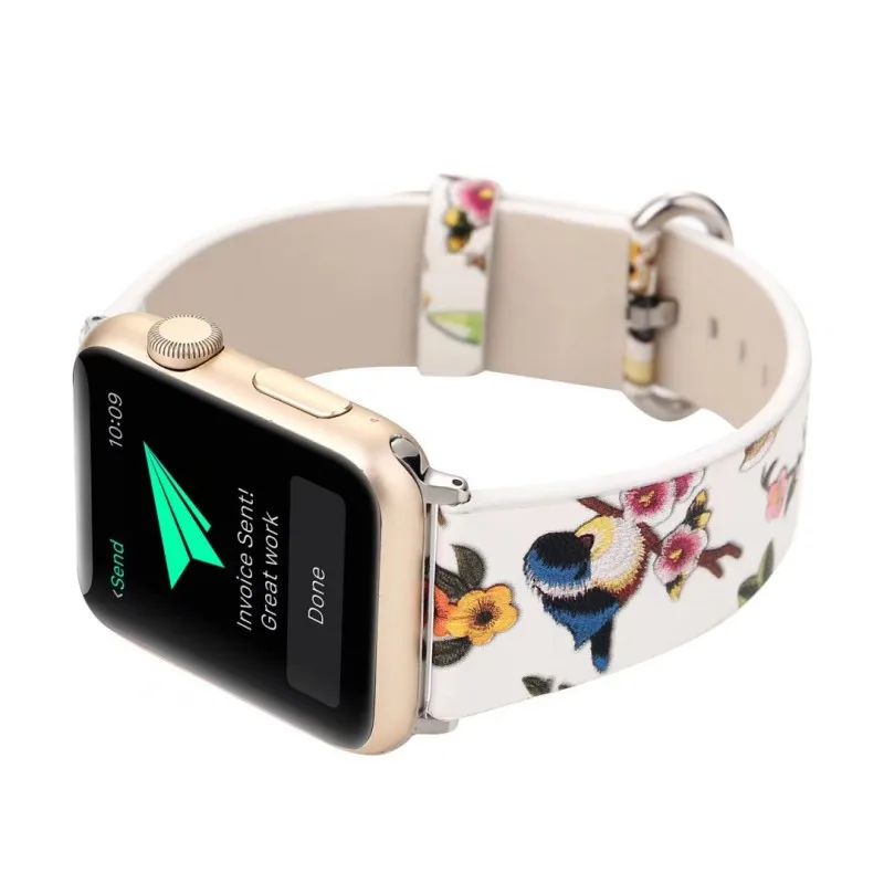 Птиц и цветов; китайская живопись кожаный ремешок для наручных часов Apple Watch Series 5 4 3 2 1 Ремешок Браслет для наручных часов iWatch, ремешок 42/44 мм/38/40 мм
