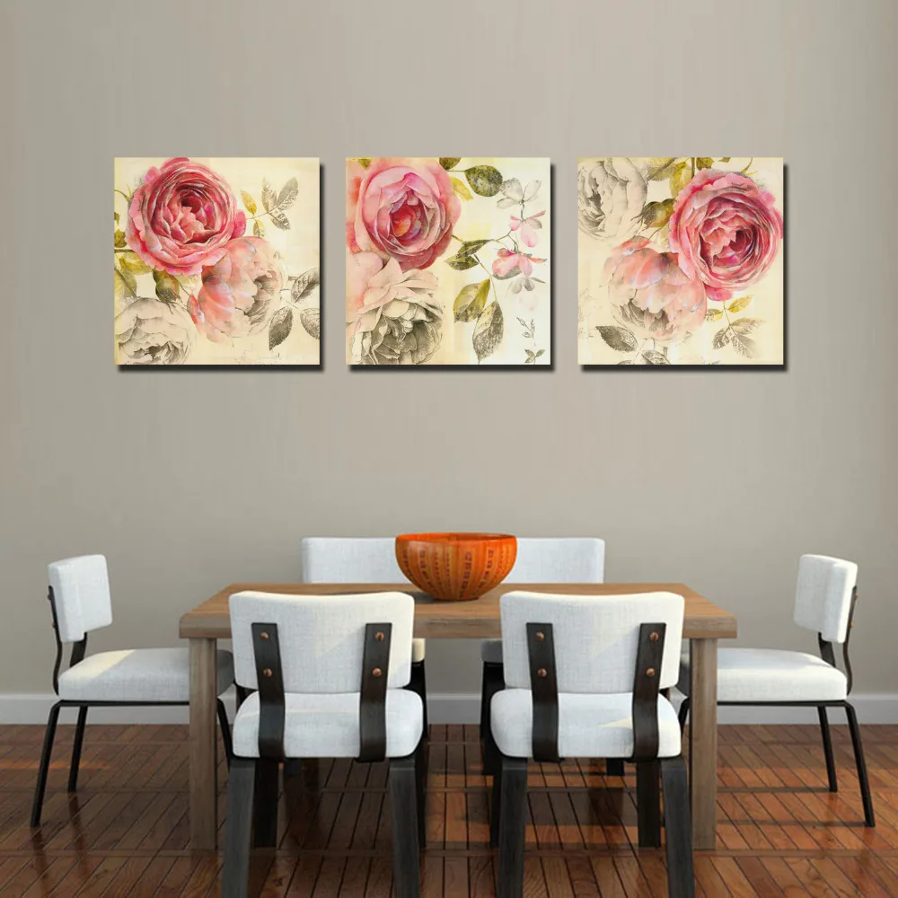 

Ccanvas Painting Printed Painting modern home decorative Flowers painting on canvas 3 Panel Wall art With Framed W0245