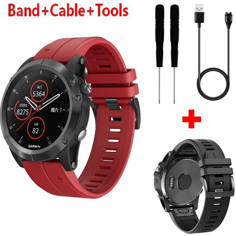 2 In1 COMLYO силиконовый браслет на запястье для Garmin Fenix 5S/5X ремешок часов + зарядка