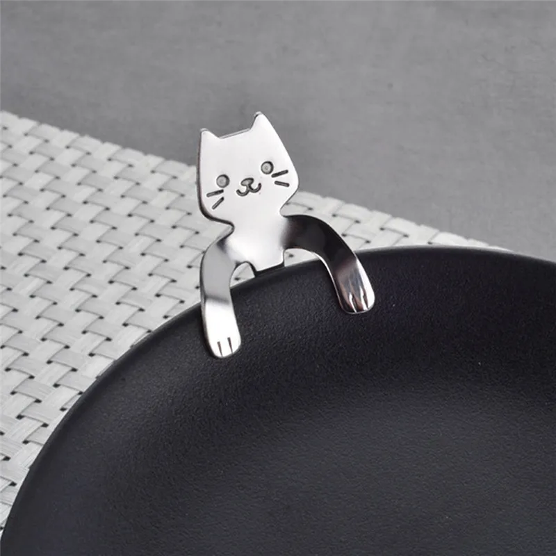 Creative Stainless Steel Cartoon Cat Hand Coffee Tea Spoon Ice Cream Dessert Long Handle Hanging Spoons Tableware Kitchen Tools | Дом и сад