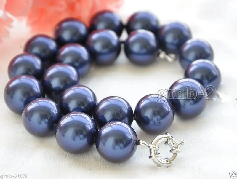 Огромное 18 мм синее Южное море жемчужное круглое ожерелье &quotAAA + 5 27|necklace brand|pearl