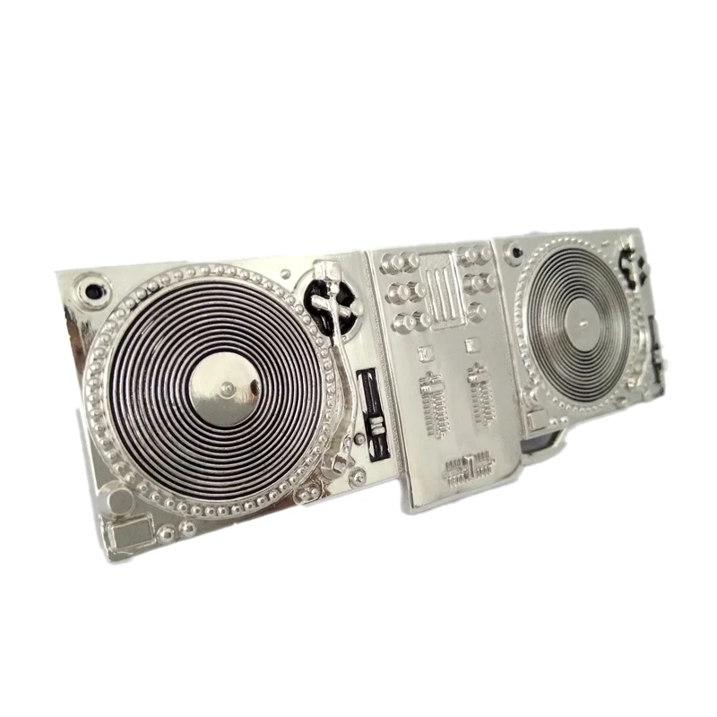 Серебряный dj игровой диск плееры поворотный металлический ремень пряжка Мужская