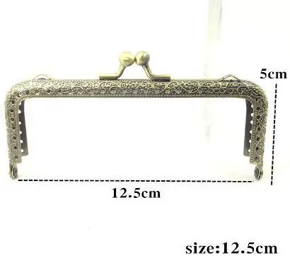 125mm 10 шт., 6,5, 7,5, 8,5, 10,5, 12,5, 15, 18, 20 см, металлическая пряжка для сумки, ручная работа, металлическая рамка для кошелька с замком поцелуя, свадебная рамка для клатча - Цвет: 125mm