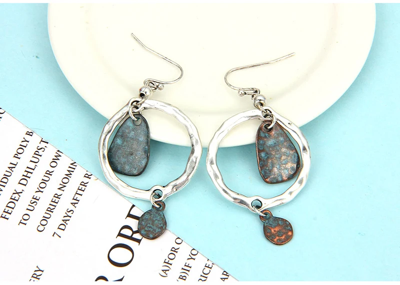 Shineland Ethnic Vintage Geometric Antique Cooper Drop Earring Brincos For Women New 2021 Hot Sale Fashion Statement Jewelry | Украшения и