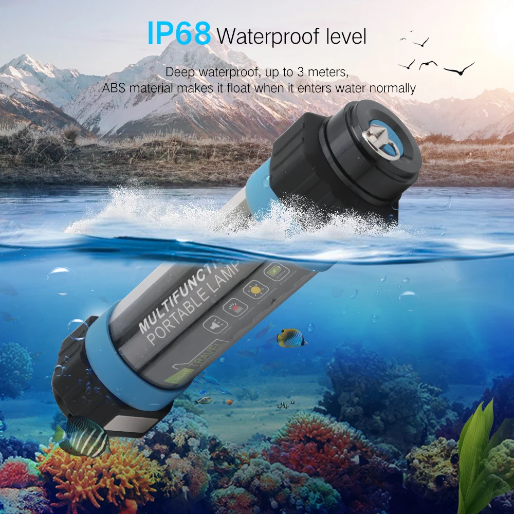 BORUiT IP68 Водонепроницаемый фонарь для кемпинга светодиодный USB аккумуляторный фонарики лампочка с аккумулятором фонарь в палатку Портативный Москитная репеллентная лампа
