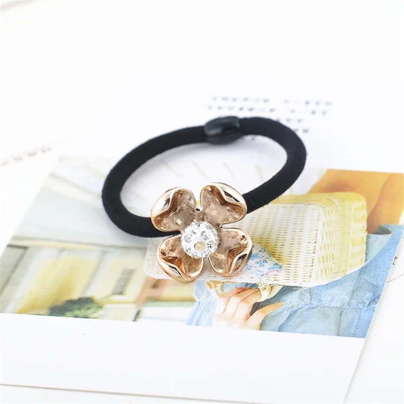 1 шт. аксессуары для волос с шариками женщин эластичные резинки золотыми цветами