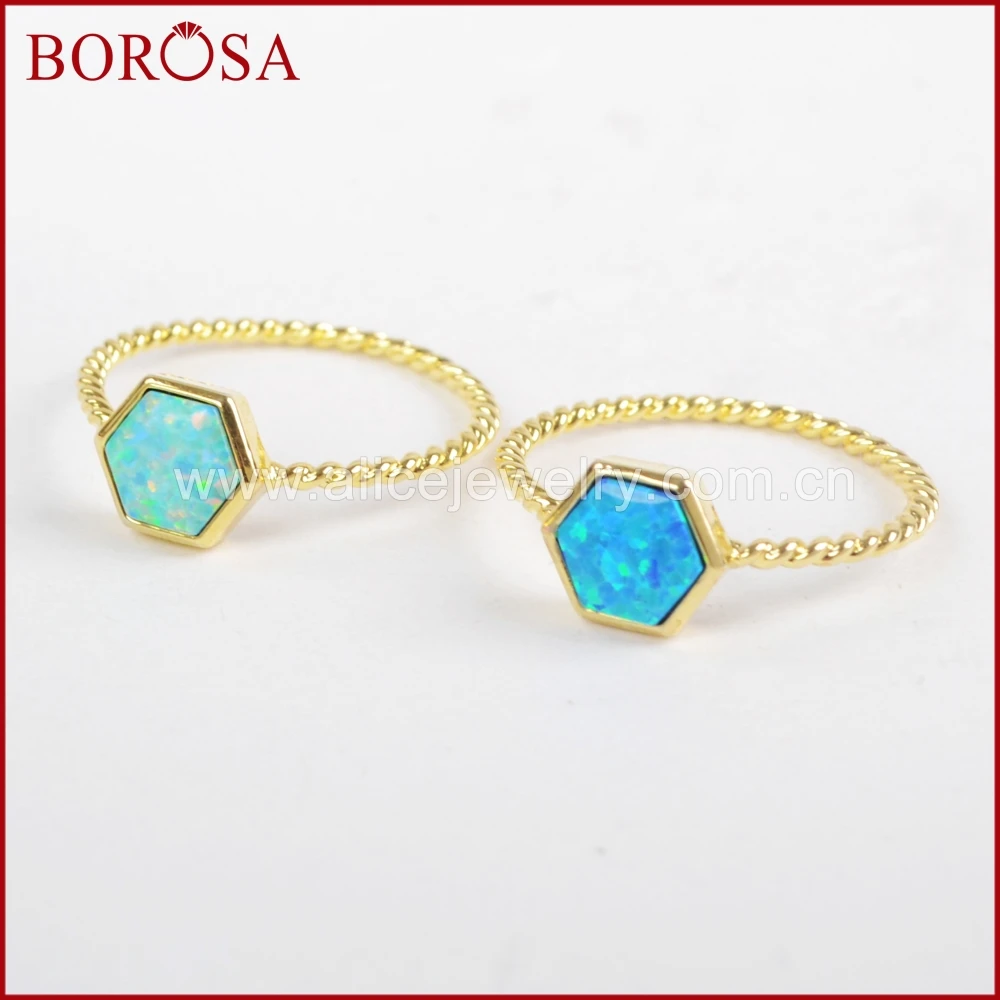 BOROSA 10 шт 6 мм шестигранные японские опаловые кольца оптовая торговля золотой