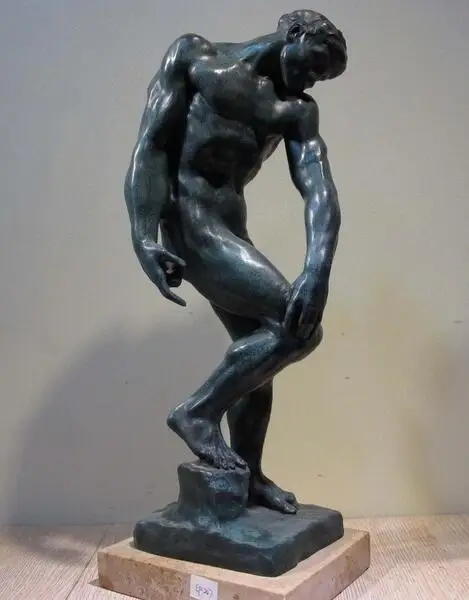 40 см Западный художественный Декор мраморная основа медная Бронзовая статуэтка