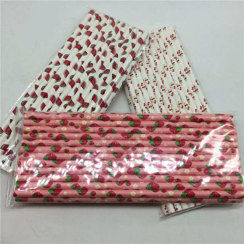 25pcs/lot Red Square Dot heart Paper Straws for Birthday Wedding Decorative Party Environmental Chevron Creative Drinking Straws images - 6