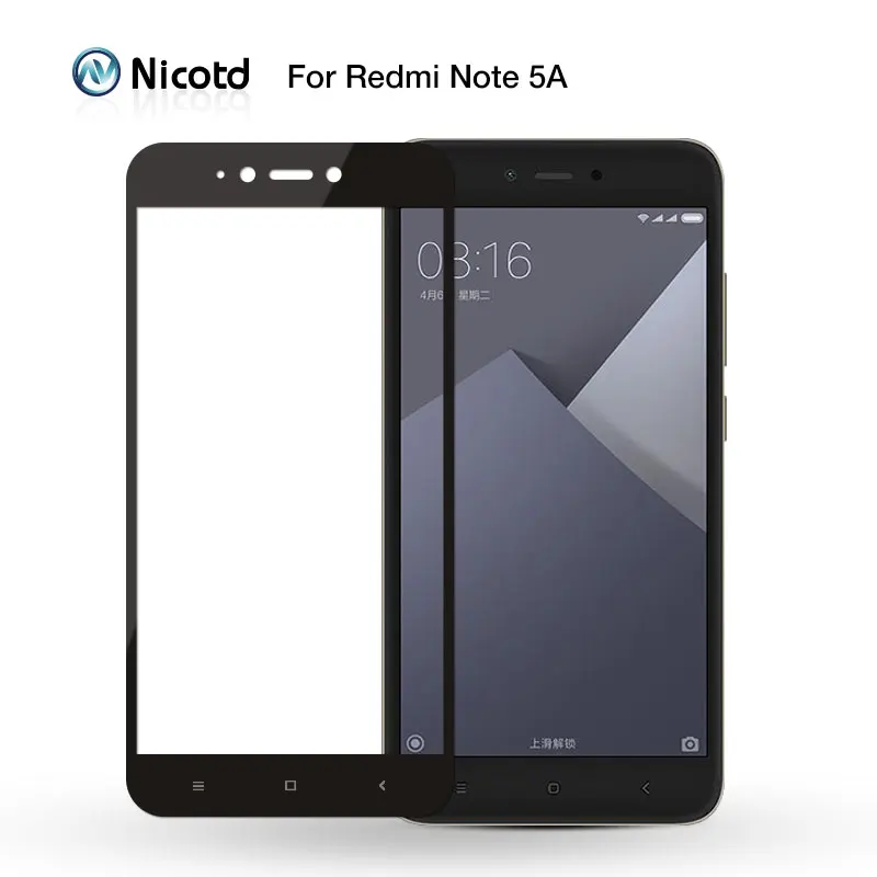 Никотд 2.5D полное покрытие из закаленного стекла для Xiaomi Redmi Примечание 5A Prime 5," Противоударная Защитная пленка для экрана