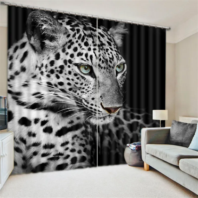 

2017 Modern Luxury black white tiger 3D Blackout Window Curtains For Kids Bedding room Living room Hotel Drapes Cortinas