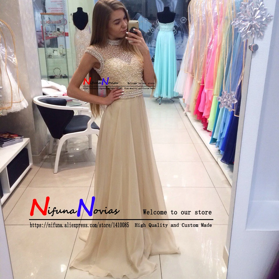 Vestido noche Роскошные украшенные кристаллами вечерние платья цвета шампана длинные