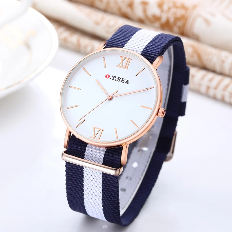 

Hot Sales O.T.SEA Brand Soft Nylon Band Watches Women Men Fashion Dress Quartz Wristwatches Relojes Mujer