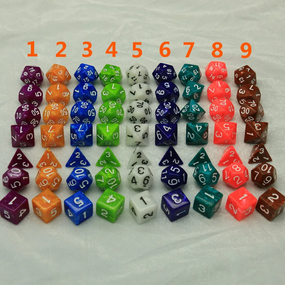 7 шт./компл. игральная кость d& d4 d6 d8 d10 d% d12 d20 многогранные TRPG игры Набор Игральный костей для Настольная игра