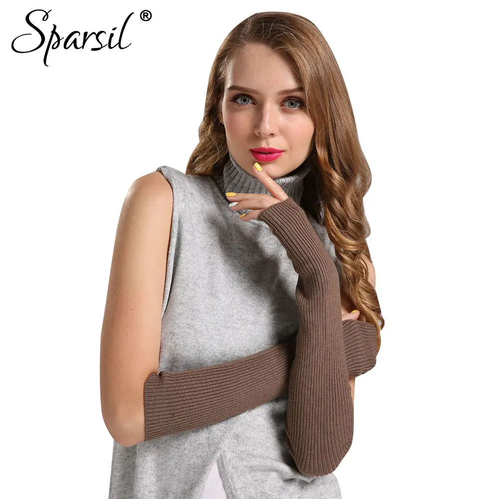 Sparsil женские осенние кашемировые длинные перчатки зимние одноцветные модные