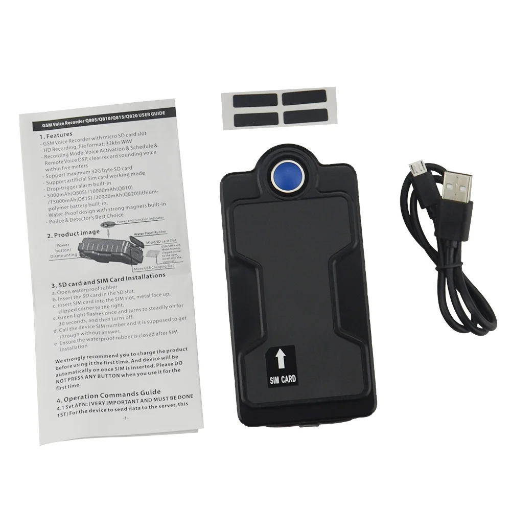 no box GSM диктофон Q805 с sim-картой 32G, слоты для sd-карт 5000 мАч, длительное время работы, водонепроницаемый спусковой сигнал, встроенный - Цвет: no box