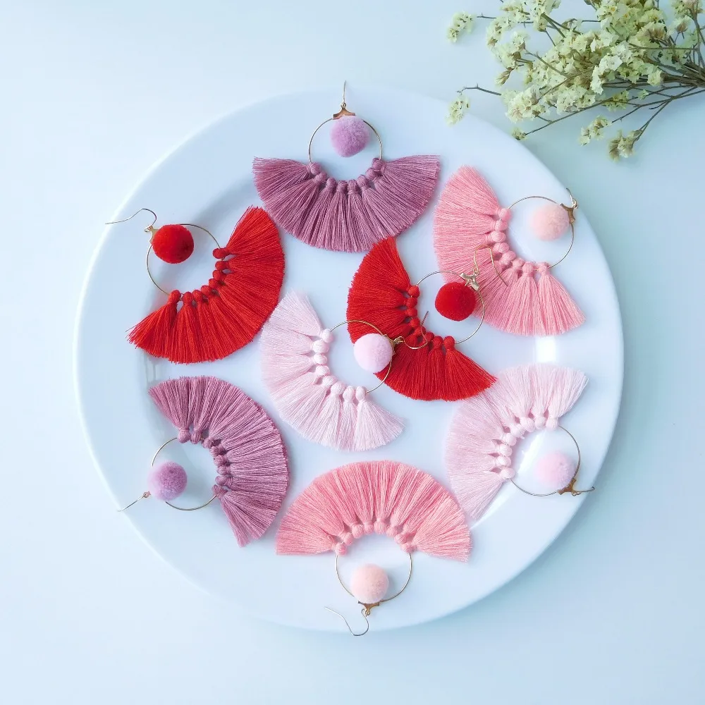 HC модные висячие серьги в форме веера с кисточками для женщин винтажные