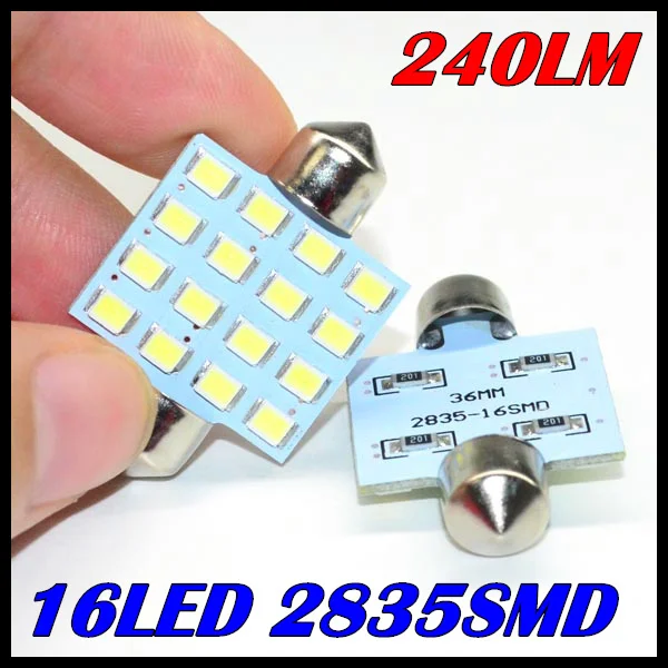 2 шт./лот Автомобильный интерьер светодиодная гирлянда 16smd 31 мм/36 мм/39 мм/42 мм c5w 2835