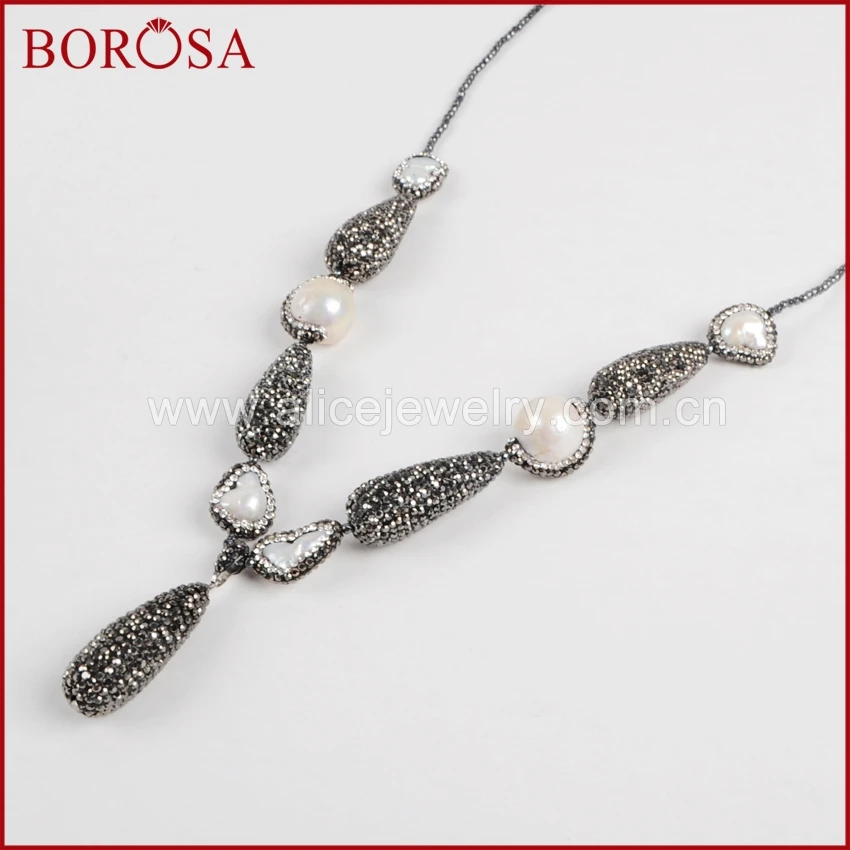 BOROSA Druzy природной произвольной формы жемчуг и капли горный хрусталь проложить