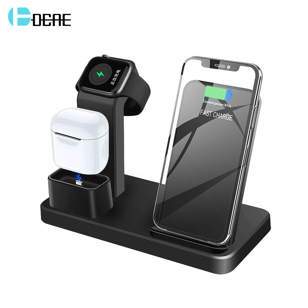 DCAE Qi Беспроводное зарядное устройство для Samsung S10 S9 iPhone XS XR X 8 Airpods быстрая зарядная