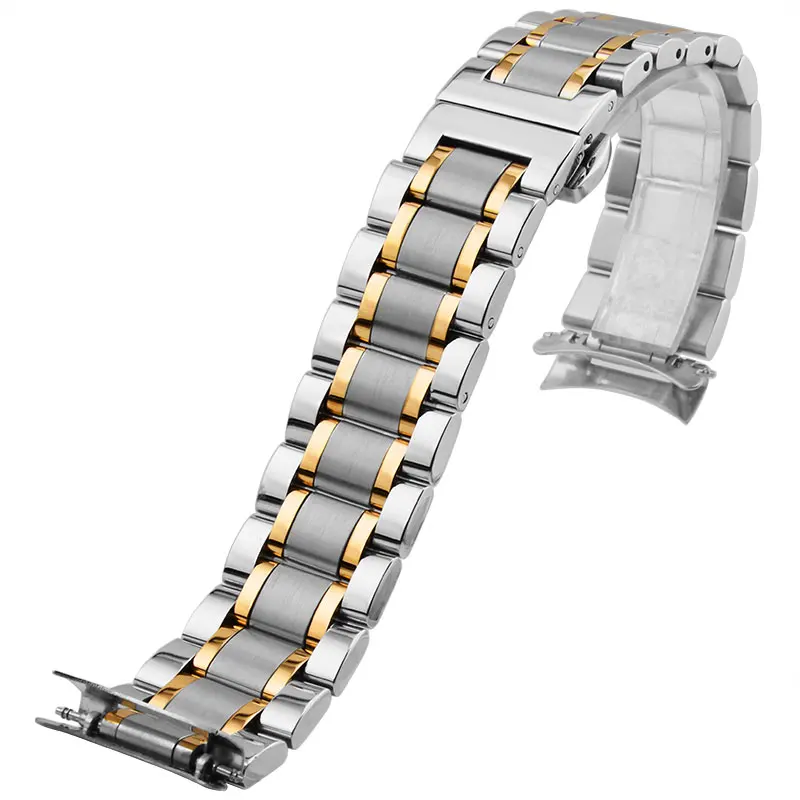 Цельный ремешок из нержавеющей стали Seiko Citizen серебристый 18 мм 20 мм 21 мм 22 мм 23 мм 24 мм металлический ремешок Бесплатный подарок установочный инструмент - Цвет ремешка: Between the golden