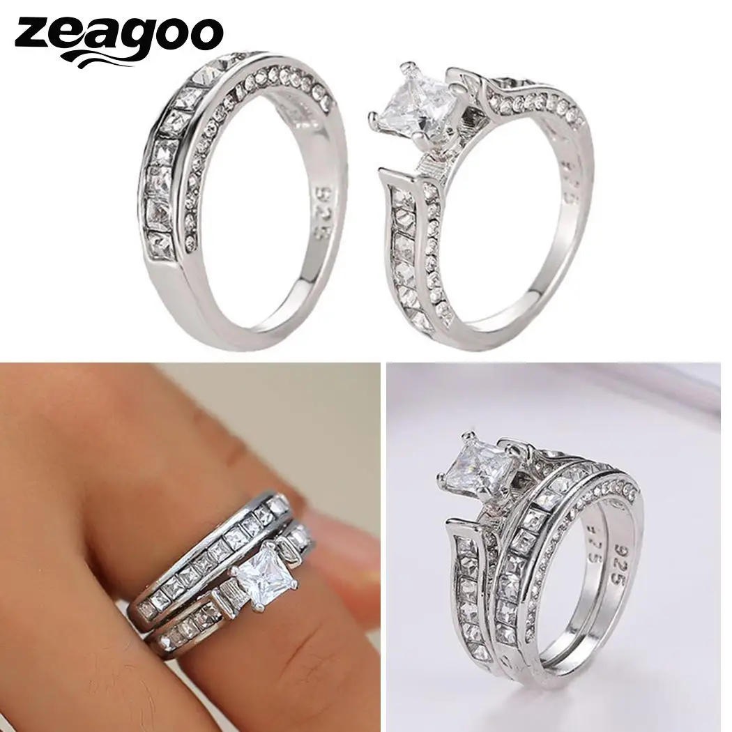 Женский свадебный юбилей горный хрусталь набор парных колец шт 2 Мода | Украшения