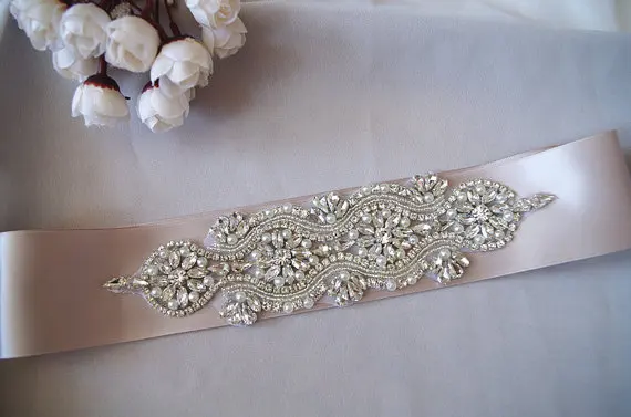 

crystal bridal sash applique, bridal headpiece, DIY sash belt , RAE020