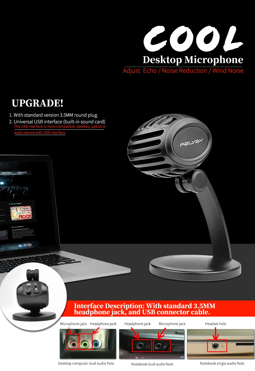 FELYBY портативный мини проводной USB настольный микрофон конденсаторный микрофон для компьютера ноутбука запись и Складной Игровой набор микрофона
