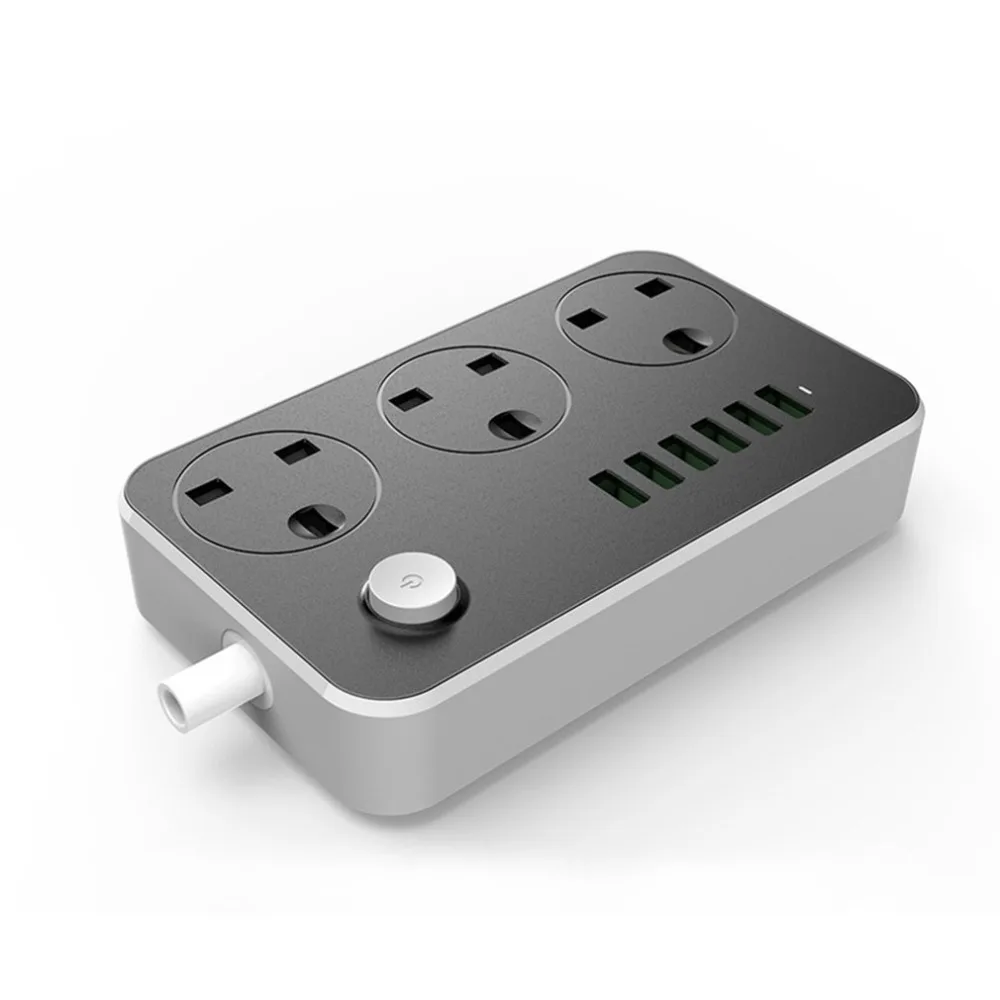 3 Outlets 6 USB Ports Electronic Power Strip Smart Home Socket Surge Protector Fast Charging Extension Patch Board UK | Обустройство