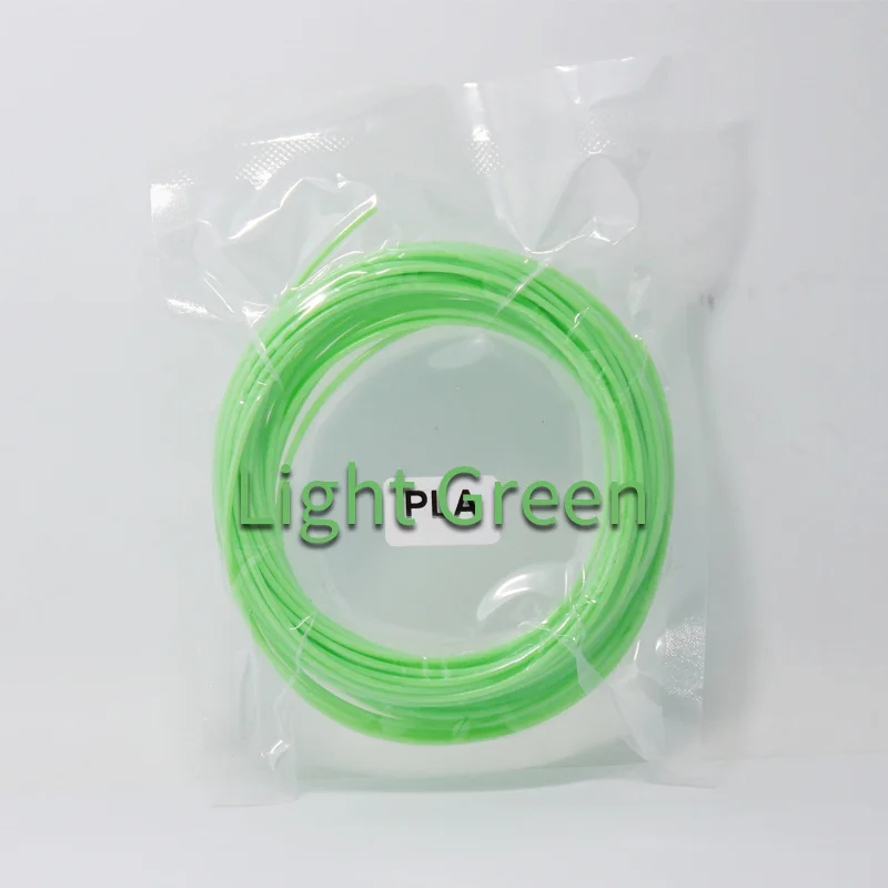 light green 10 метров PLA 1,75 мм нити печатные материалы пластик для 3d принтера Ручка нити заправки 3D печать волочение нити - Цвет: light green