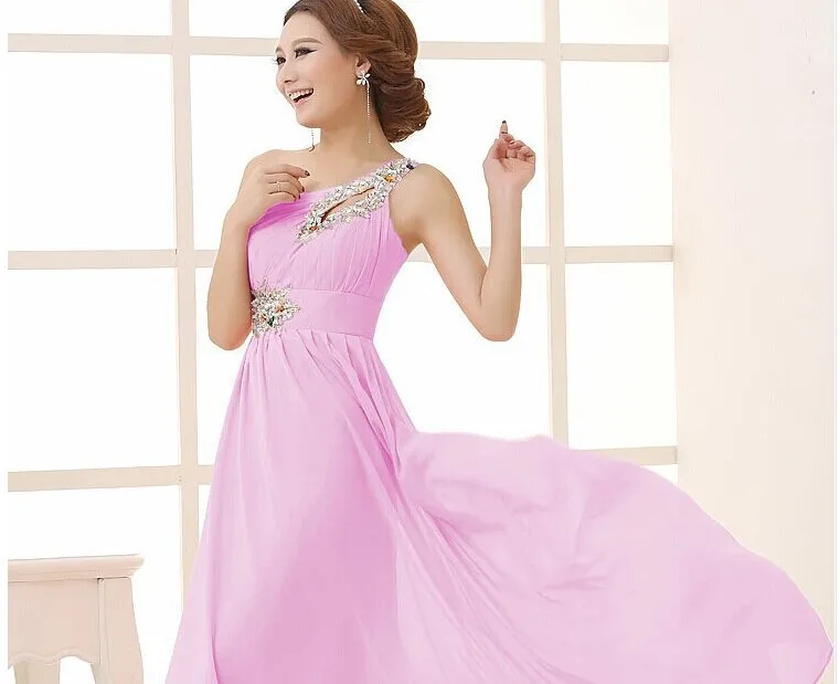 2017 женские вечерние платья розовое вечернее платье для свадьбы на одно плечо