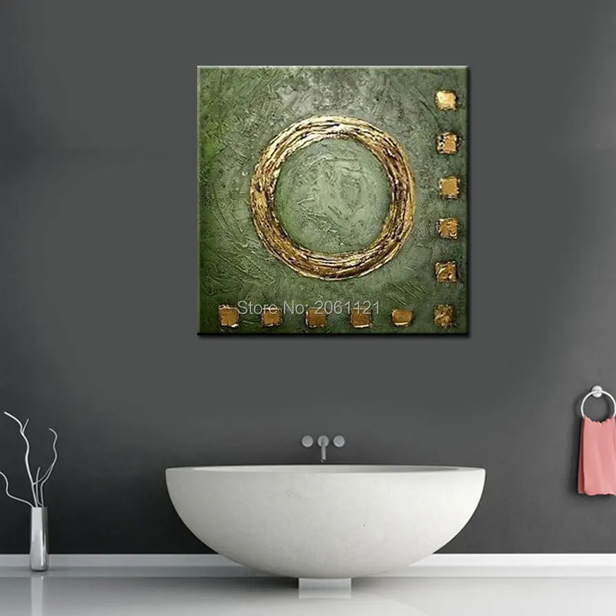 

hand made square Wall Art green abstract Oil Painting On Canvas Home Decoration Artwork The Picture Decor Painting & Calligraphy