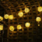 СВЕТОДИОДНАЯ Гирлянда YIMIA с 20 белыми шариками из ротанга, Рождественский уличный шнурок с подсветкой для свадьбы, праздника, сада, патио, комнаты, декоративное освещение