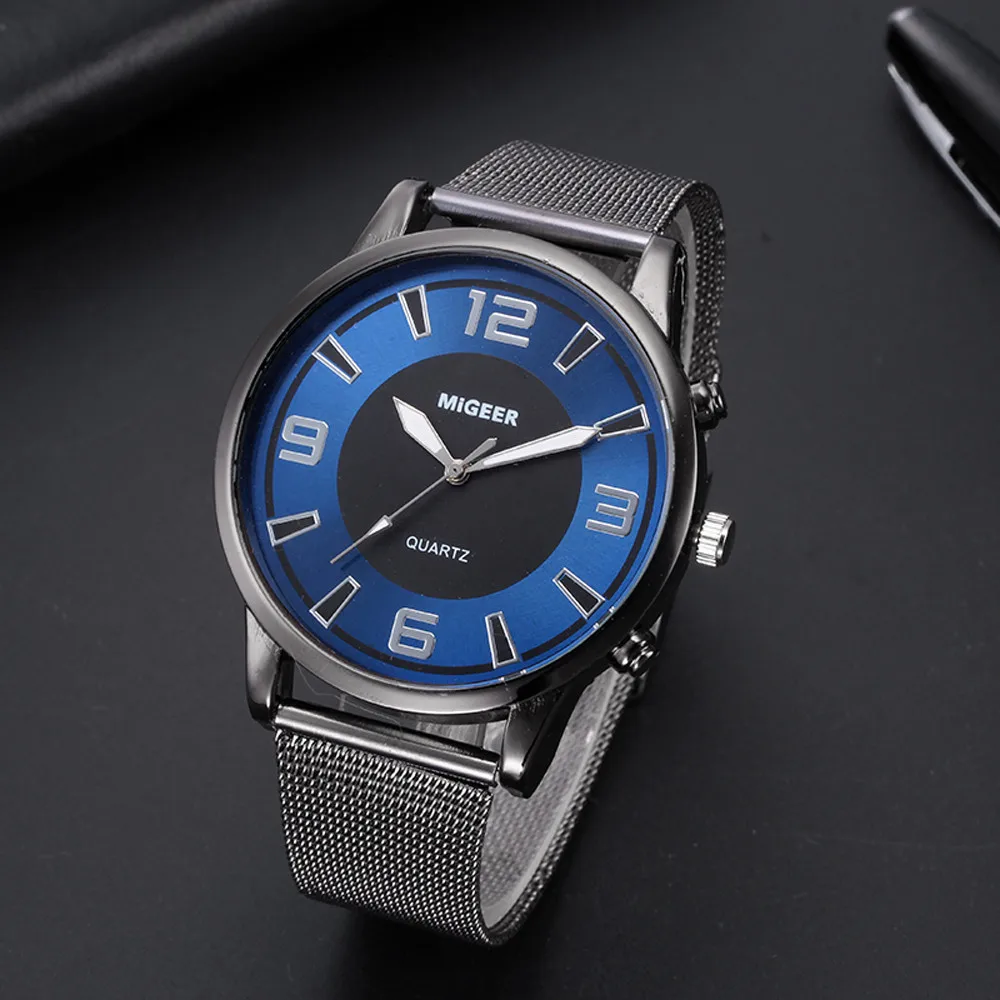 Лучшие продажи модные бизнес мужские часы Креативный дизайн из нержавеющей