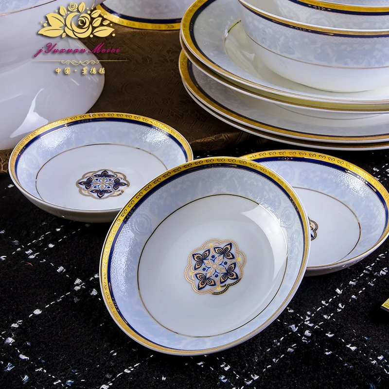 60 шт. набор керамических тарелок в виде косточек из цзиндэчжэня|Столовые сервизы|