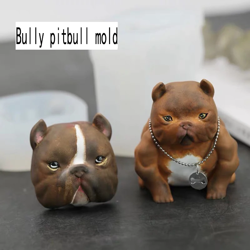 3D американская bully pitbull силиконовая форма пластырь для ароматерапии в форме животных Собака Автомобильная декоративная свеча форма для мыла формы для гипса