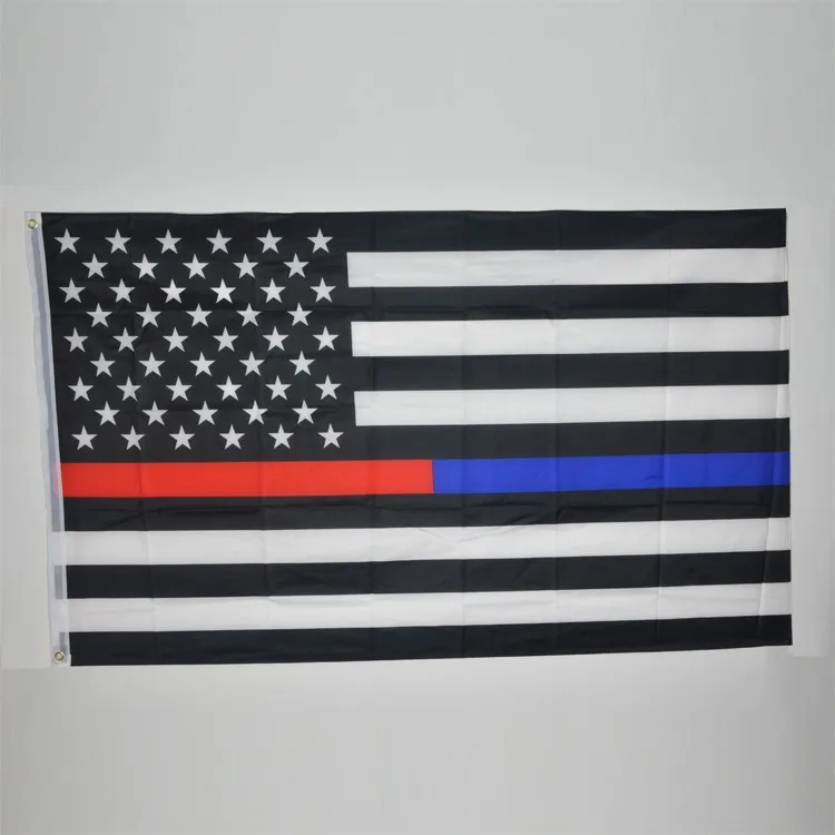 BlueLine флаги полиции США, 3 на 5 футов тонкая синяя линия Флаг США черный, красная линия флаг, с латунными люверсами Epacket Прямая поставка - Цвет: half red and blue