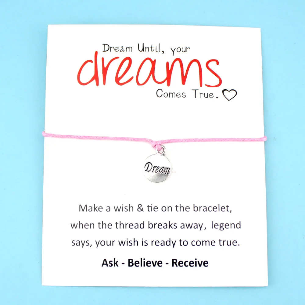Женские и мужские браслеты с карточкой Dream Stars серебряные желаний
