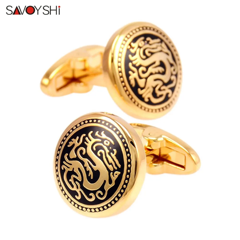 

Запонки мужские фирменные SAVOYSHI, круглые, с винтажным узором