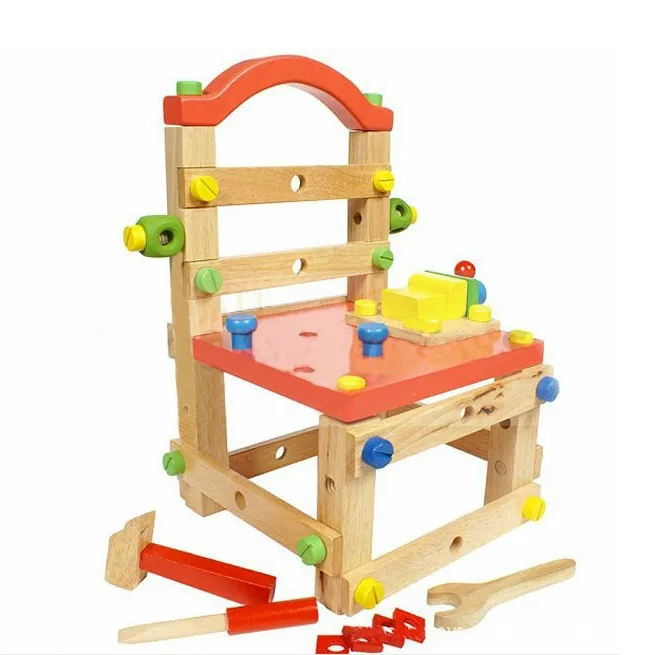 Free Shipping! Wooden Assembled Tools Chair Children's Educational Toy Building Blocks | Игрушки и хобби