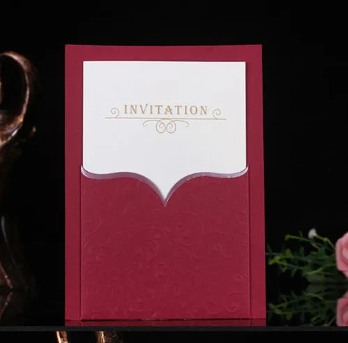 free shipping 50pcs/lot elegant win red wedding invitation card business birthday invitations free customize  printable