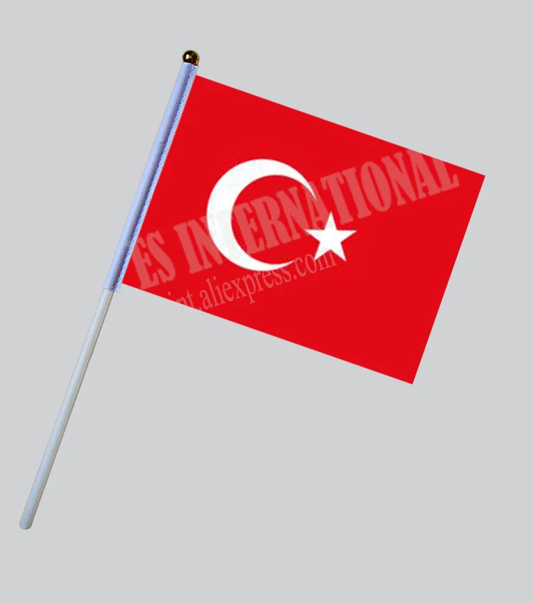 

Turkey Hand Flag National Hand Flag 14*21cm Polyester Small Size Flying Banner Custom Hand flag