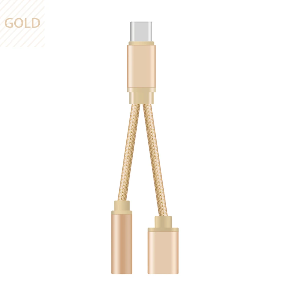gold Usb type C до 3,5 мм разъем для наушников адаптер зарядное устройство для телефона зарядный кабель для huawei P20/mate 10/Pro Aux аудио конвертер для наушников - Цвет: gold