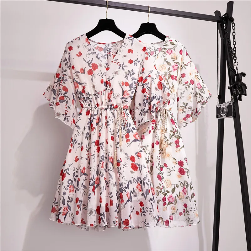 Платье женское шифоновое с запахом пикантное пляжное мини-платье-трапеция