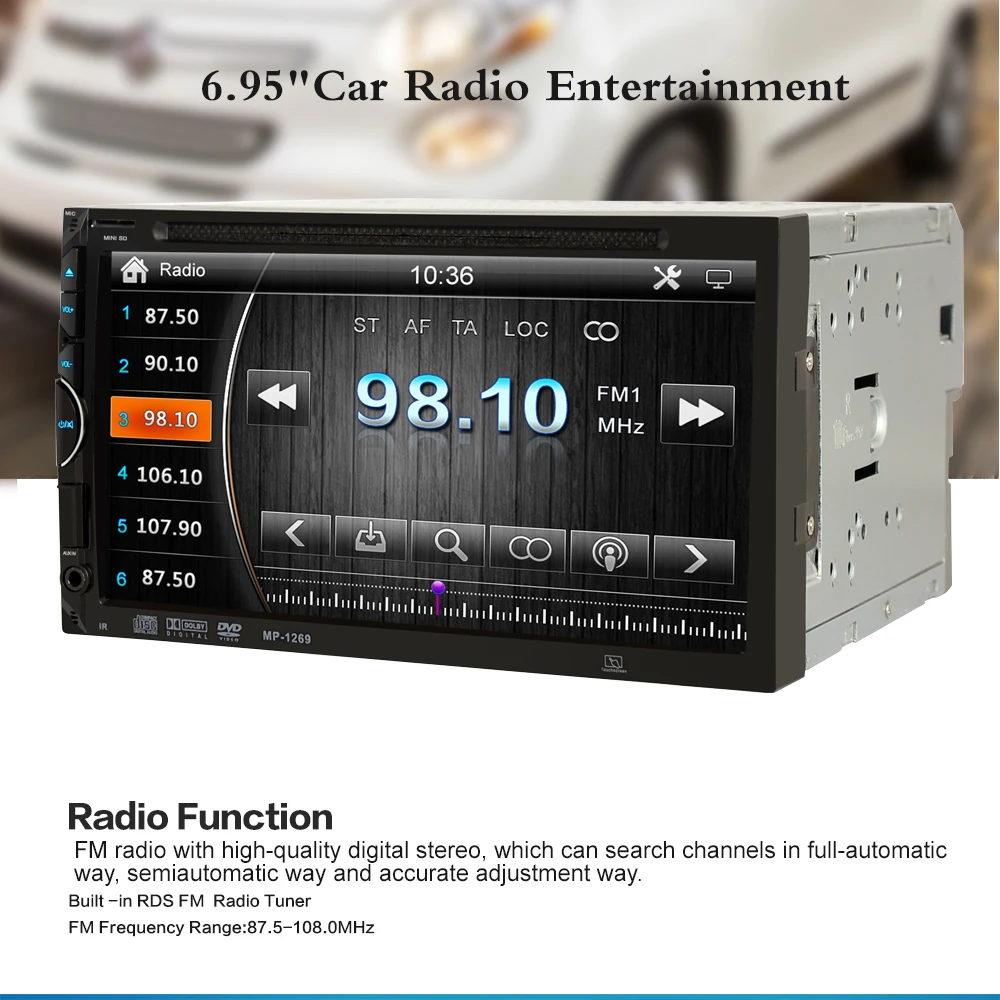 BYNCG MP1269 7 &quotУниверсальный 2 Din HD Автомобильный dvd плеер сенсорный экран Bluetooth USB/TF FM