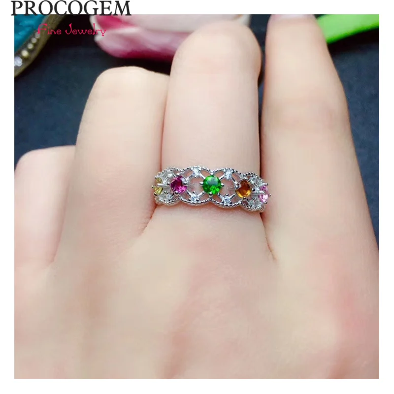 

PROCOGEM Trendy Natural Tourmaline Rings for Women Girls Birthday Gifts Genuine gemstones Fine jewelry 925 Sterling Silver #588