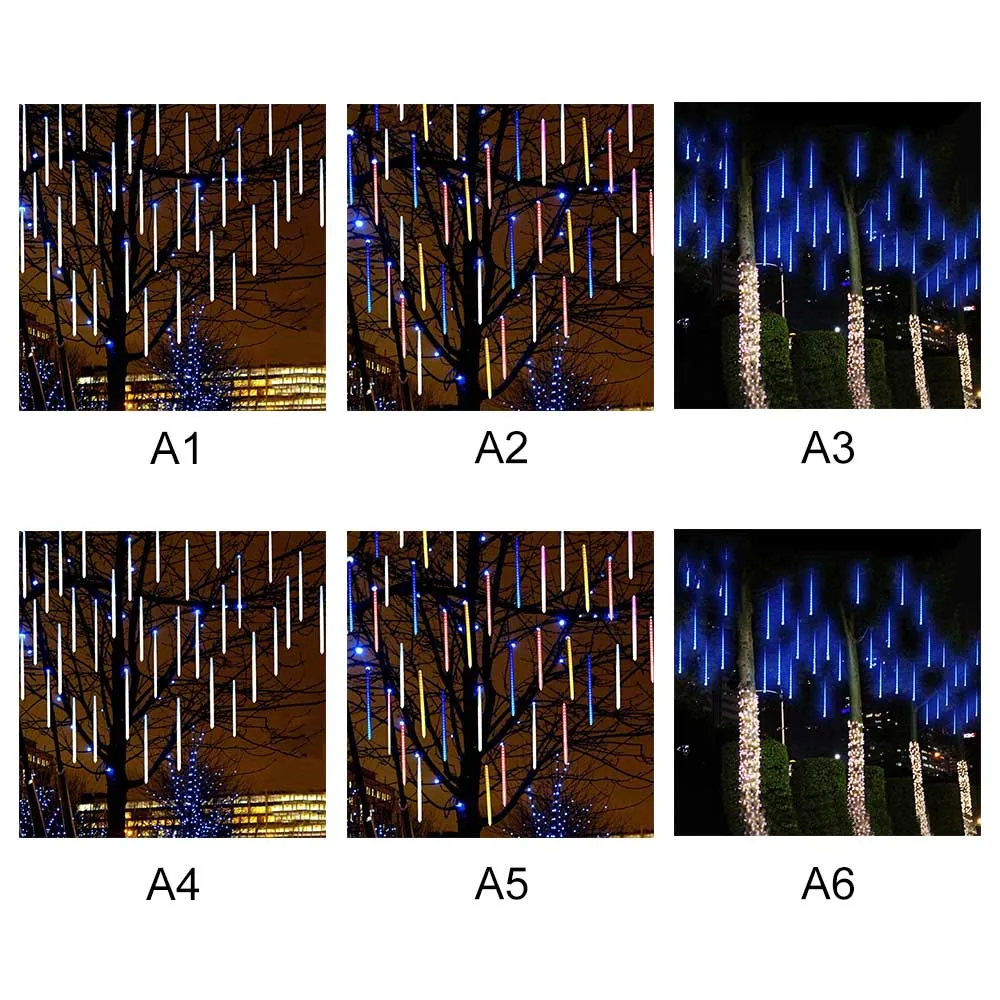Метеоритный дождь светодиодные гирлянды 30/50 см 8 трубчатые праздничные лампы
