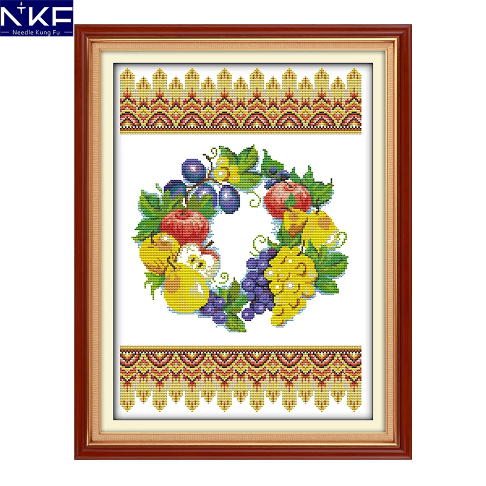 NKF гобелен фрукты наборы для вышивки крестиком Набор 11CT 14CT Китайская вышивка
