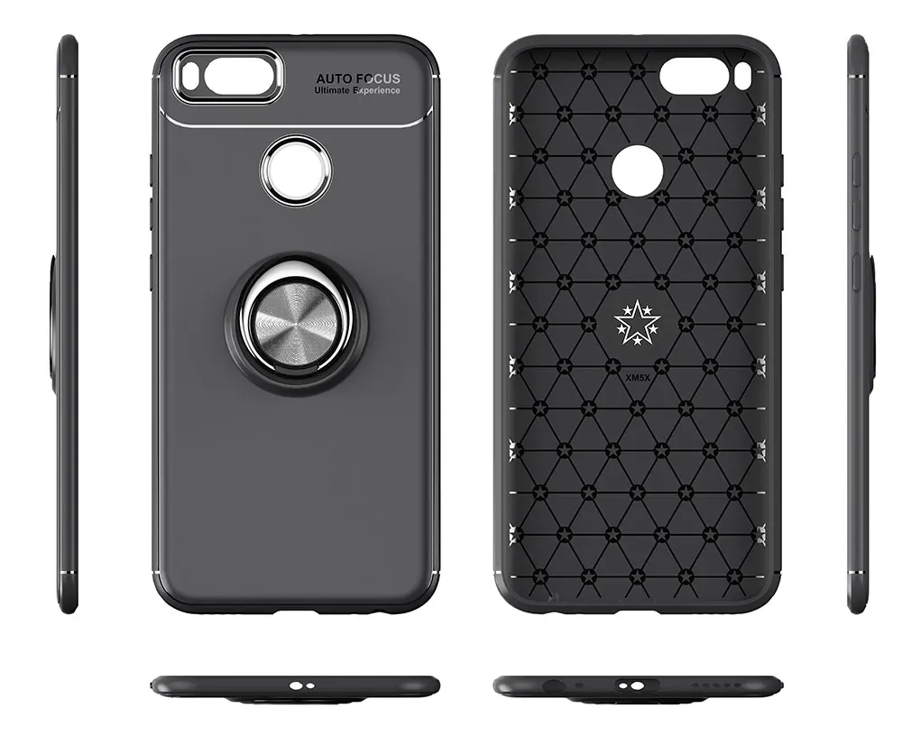 IDOOLS Case for Xiaomi mi A1 5X 5 X Silicon Metallic Finger Ring Holder Magnetic Suction Bracket Cases Phone Bags |