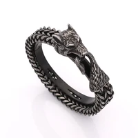 jsbao new arrivals 12mm22cm fashion men charm bracelet stainless steel punk bracelet retro classical wolf bracelet jewelry